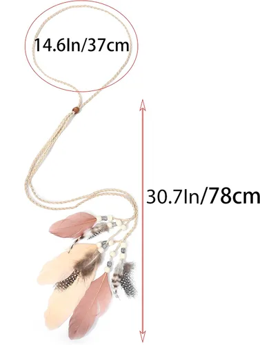 Vista 2 de CAKURE Diadema de plumas bohemias, tocado de plumas gitanas, diadema india, diadema de plumas largas, accesorios para el cabello