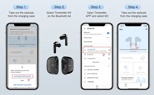 Vista 7 de Auriculares traductores de idiomas Timekettle M3, dispositivo traductor bidireccional con aplicación para 40 idiomas en línea, traductor de voz