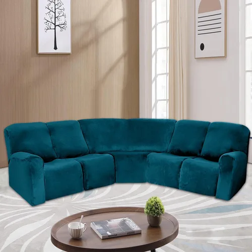 Vista 21 de ele ELEOPTION Funda reclinable seccional, fundas elásticas de terciopelo para sofá reclinable de 5 asientos, 7 piezas en forma de L, protector