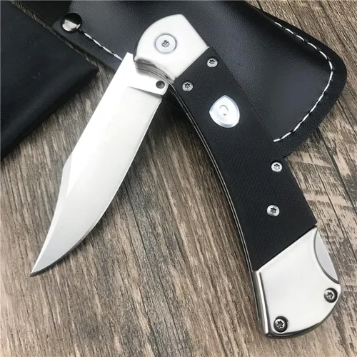 Vista 3 de Hoja de punta de clip 440C de 3 pulgadas, mango negro G10, navaja plegable con bloqueo trasero, herramienta EDC para camping, cuchillo de bolsillo