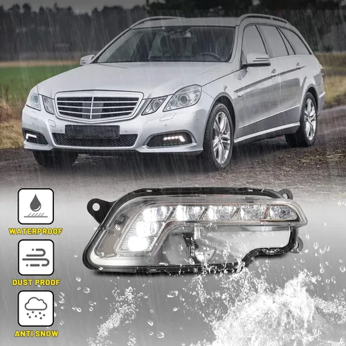 Vista 6 de Luces antiniebla LED compatibles con Mercedes-Benz 2010-2016 E350 E550 / 2010-2015 E63 AMG 2 piezas de conducción diurna montaje de lámpara
