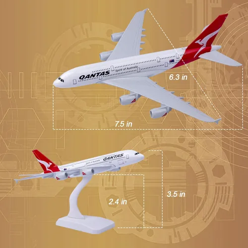 Vista 5 de Modelo de avión 1:300 Modelo Australia A380 Modelo de aleación de metal plano modelo para regalo y decoración