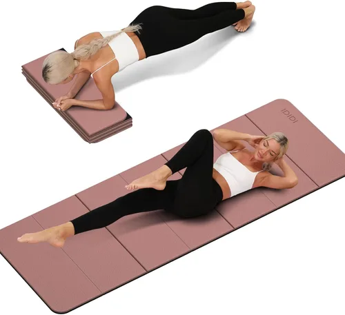 Vista 9 de Foldable Yoga Mat Extra Thick 0.32 Inches(8mm) SGS-certified, odorless POE. Non-slip surface & no curling edges. Great for yoga, Pilates & home