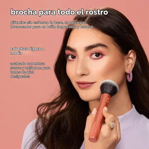 Vista 4 de Real Techniques Everything - Brocha de maquillaje facial, acabado impecable, aplicación de maquillaje sin rayas, para aplicación de maquillaje