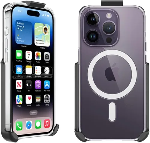 Vista 4 de BELTRON Funda con clip para cinturón compatible con Apple Clear Case para iPhone 14 Plus, iPhone 14 Pro Max. Características: soporte integrado