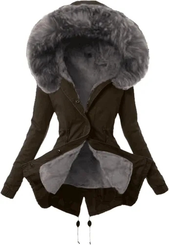 Vista 2 de Abrigos de invierno para niñas, abrigos de moda de otoño para mujer con gorra, ajuste de manga completa, abrigos de poliéster cómodos