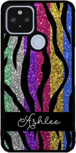 Vista 9 de Colorful Tiger Stripe - Funda de goma negra personalizada compatible con Google Pixel 10, 10 Pro, 10 Pro XL, 9a, 9 Pro, Pixel 9, Pixel 9 Pro XL, 8a