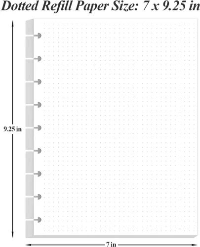 Vista 3 de Papel de rellenado de cuadrícula punteada de argolla clásico, insertos pre-perforados de Happy Planner de 9 argollas, papel de hoja suelta de 100