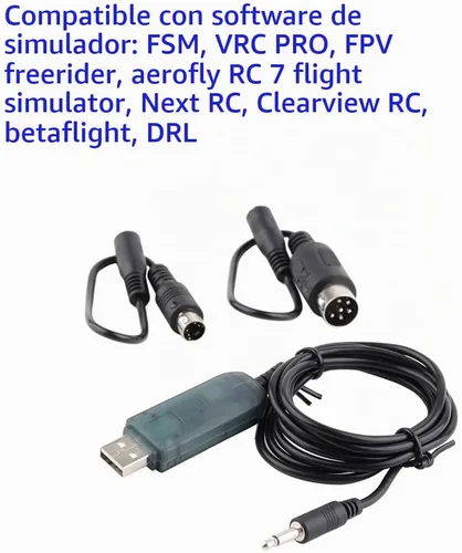 Vista 3 de Cable Adaptador USB RCmall, simulador de vuelo con 2.4 G para FMS Flysky SM100