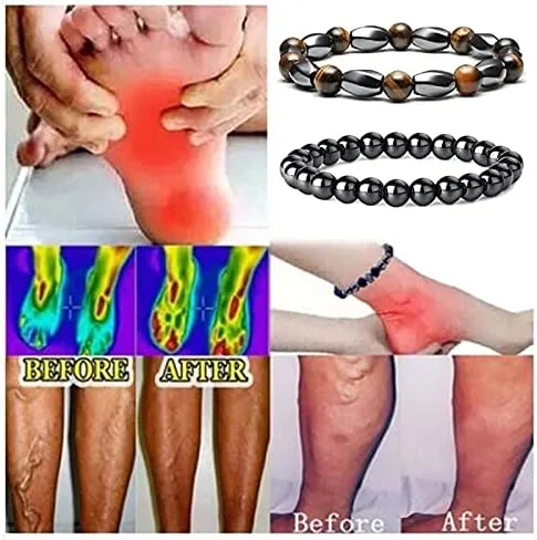 Vista 3 de INENIMARTJ Pulsera curativa para hombres y mujeres, pulseras de cuentas geométricas, pulseras de cuentas de obsidiana negra natural, regalos unisex