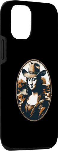 Vista 3 de Funda divertida para iPhone 15 Mona Lisa Cowgirl - Sombrero de vaquero Mona Lisa