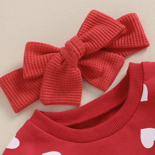 Vista 46 de SOLILOQUY Traje de manga larga con cuello redondo para el primer día de San Valentín para bebé niño y niña, mameluco de corazón de amor