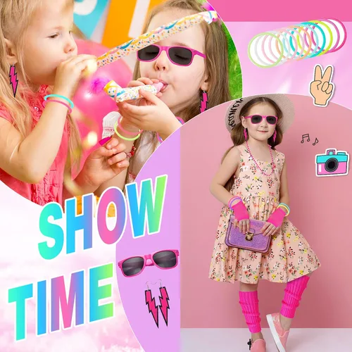 Vista 2 de TraLxwee Traje de los años 80 para niños, disfraces de los años 80, accesorios para niños, trajes de los años 80 para niñas, cosplay, fiesta retro