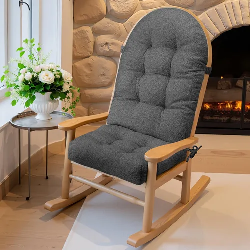 Vista 9 de Cojín de una pieza con respaldo alto para silla mecedora Gris ceniza