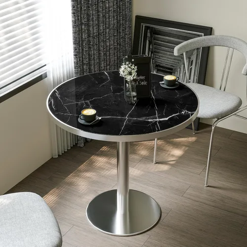 Vista 29 de Mesa de tulipán de 31.5 pulgadas, mesa de comedor redonda con mesa de Aqua Jade (oro rosa)