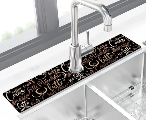 Vista 13 de Tapete protector contra salpicaduras para grifo de fregadero de cocina - 2 piezas, tapete súper absorbente de secado rápido, accesorios