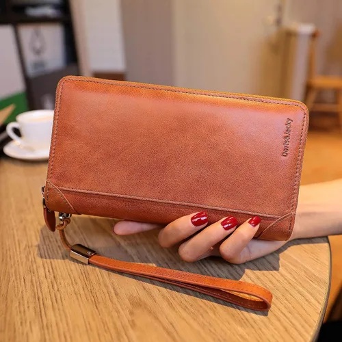 Vista 2 de DORISJACKY Cartera de cuero para mujer con bloqueo RFID gran capacidad cremallera alrededor de las bolsas de viaje