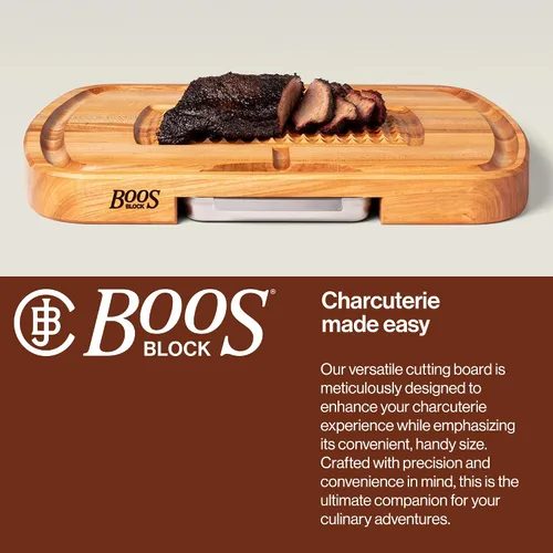 Vista 4 de John Boos Carving Series Tabla de cortar rectangular de madera de arce