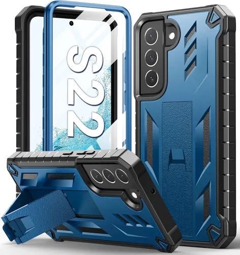 Vista 9 de SOiOS - Funda para Samsung Galaxy S22 con protector de pantalla integrado, función atril 20FT Military-Grade Drop Shockproof Protection, Durable