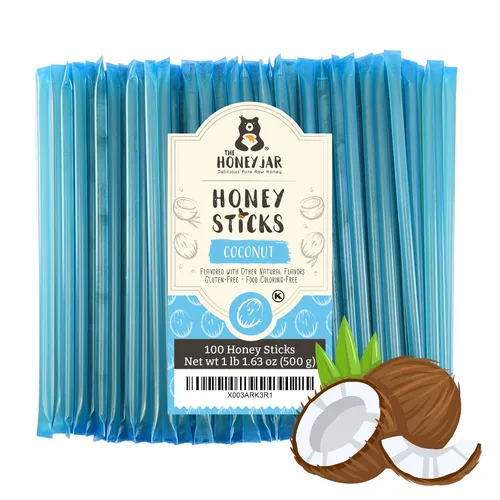 Vista 15 de The Honey Jar Palitos de miel con sabor a mora, pajitas de miel pura para el té, café o un placer saludable, una cucharadita de miel saborizada por