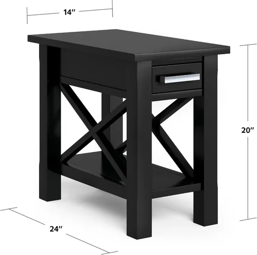 Vista 3 de SIMPLIHOME Kitchener - Mesa auxiliar cuadrada de madera maciza de 21 pulgadas de ancho, color marrón Contemporary accent table with X-design, a