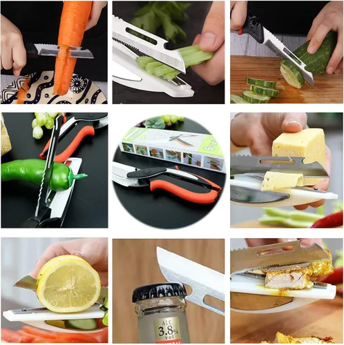 Vista 9 de Tijeras de verduras y cortador de alimentos - Tijeras de cocina con tabla de cortar, cortador rápido, picador para carne y verduras