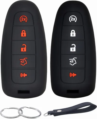 Vista 10 de REPROTECTING Funda de llavero de goma de silicona Compatible con (5 botones) 2011-2015 Ford Edge Escape Explorer Flex Focus Taurus M3N5WY8609 Negro