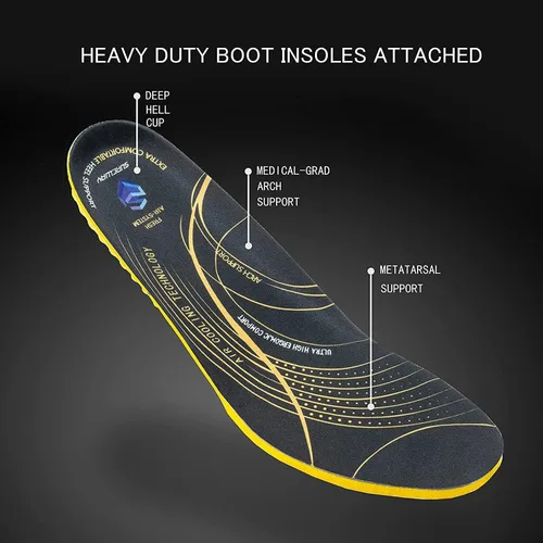 Vista 4 de SUREWAY Botas de trabajo sin cordones para hombre, mejoradas antideslizantes/resistentes al agua, peligro eléctrico, botas de trabajo mecánico