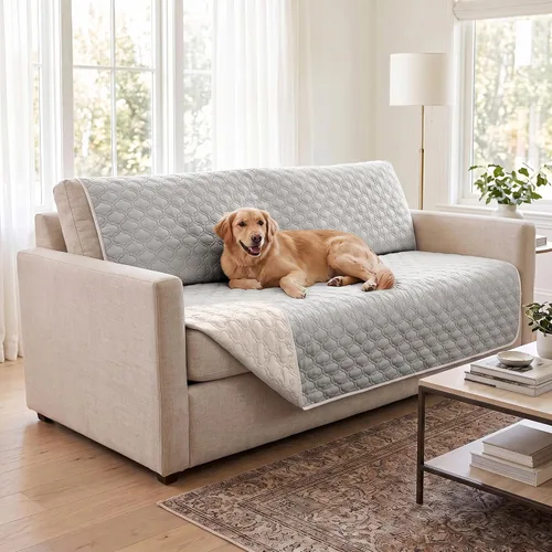 Vista 12 de Manta impermeable para cama, funda reversible para sofá de perro, protector de muebles para mascotas, lavable a máquina, tamaño King
