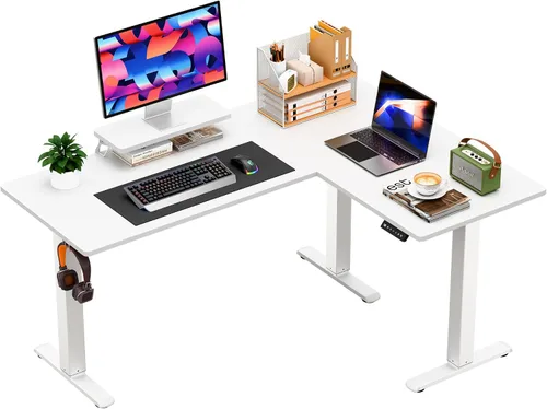 Vista 9 de Furmax 63 x 47 Inch L Shaped Standing Desk with 2 Preset Heights, Electric Height Adjustable Computer Desk, Corner Sit Stand Desk for Home Office, 2