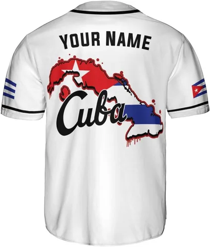 Vista 3 de Podagree - Camiseta de béisbol personalizada de Cuba, camiseta de bandera de Cuba, camiseta cubana para hombres y mujeres, camiseta cubana