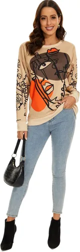 Vista 3 de NEYOUQE Sudaderas de moda para otoño e invierno para mujer, sudadera con estampado casual de moda con cuello redondo