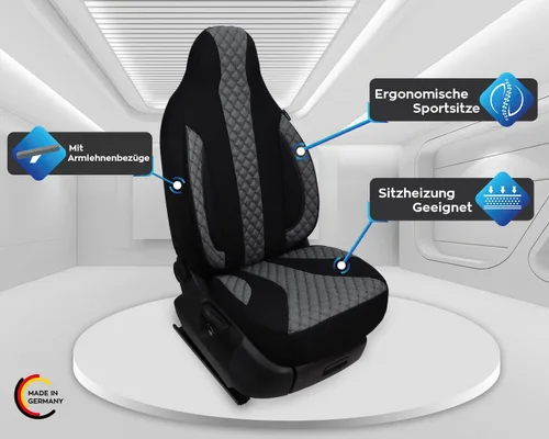 Vista 9 de Bremer Sitzbezüge Fundas protectoras para conductor, hechas a medida, fundas de asiento compatibles con Ducato, Weinsberg, Adria, Dethleffs