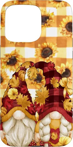 Vista 28 de iPhone 16 Autumn Fall Gnome Pumpkin Buffalo Plaid Pattern Sunflower Case