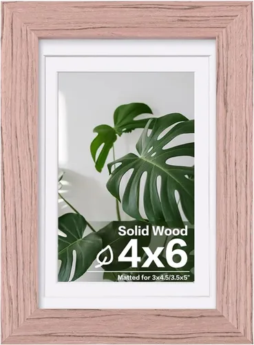 Vista 181 de Egofine - Portarretratos de 4 x 6 pulgadas, de madera maciza con plexiglás, para fotos de 3.5 x 5 con paspartú o de 4 x 6 sin paspartú, para colocar