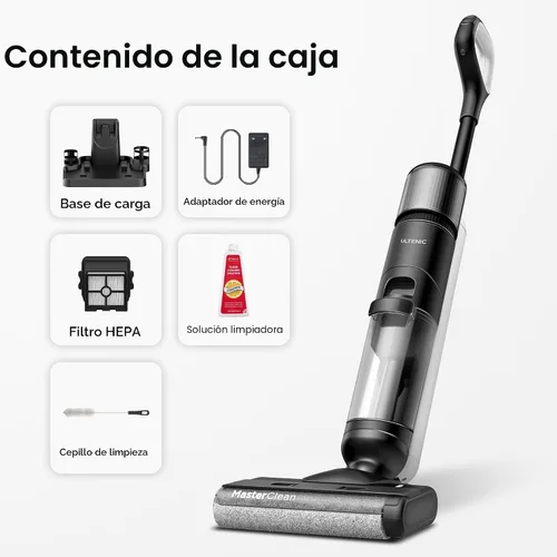 Vista 9 de Ultenic Aspiradora y trapeador inalámbrico en seco y húmedo, Combo de aspiradora y trapeador con auto-limpieza, 50 minutos de duración, detección