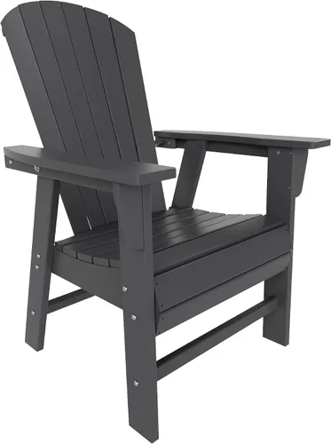 Vista 5 de WO - Juego de 7 sillas de comedor Adirondack para exteriores, muebles estéticos retro para exteriores, comedor, hogar, balcón, terraza, césped, Gris