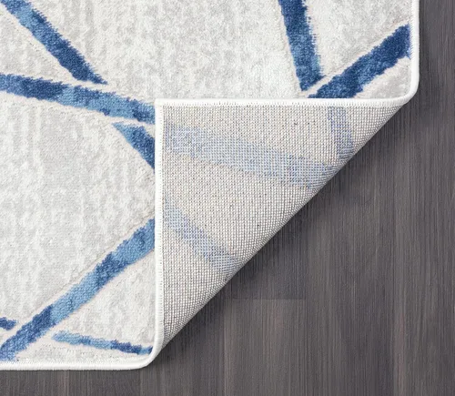 Vista 7 de Abani Atlas - Alfombra de área azul y gris, de 4 x 6 pies, diseño cruzado, duradera, no desprende pelusa, fácil de limpiar