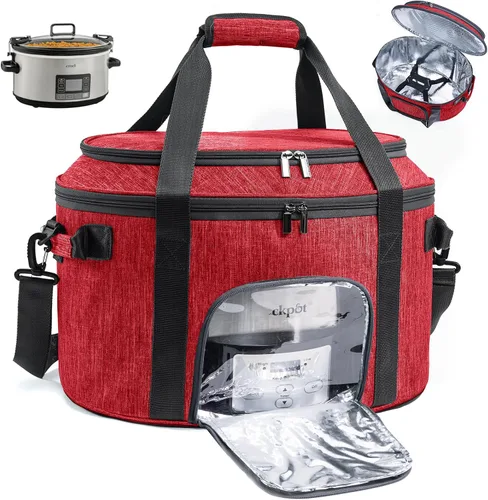 Vista 10 de Bolsa de transporte de doble capa para ollas de cocción lenta de 6-8 cuartos de galón CrockPot y Hamilton Beach Slowcooker, bolsa de viaje con Negro