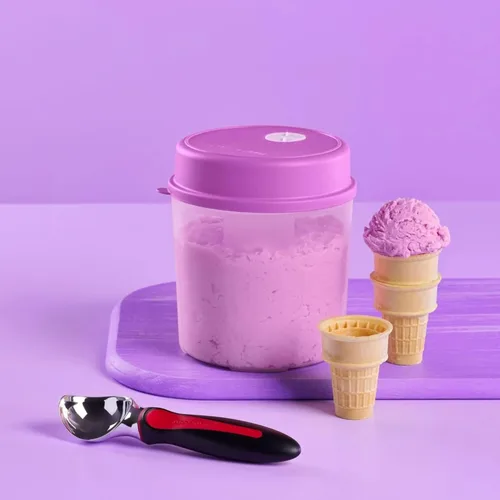 Vista 4 de Tupperware Cuchara de helado negra con mango rojo