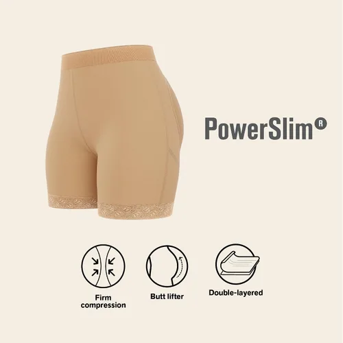 Vista 4 de Leonisa Pantalones cortos moldeadores de tiro medio para mujer, con control de abdomen