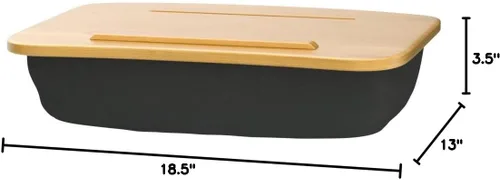 Vista 4 de Yogibo Traybo 2.0 - Escritorio de regazo superior de bambú con almohada para laptop, ranura integrada para tableta o teléfono, almohadilla de regazo