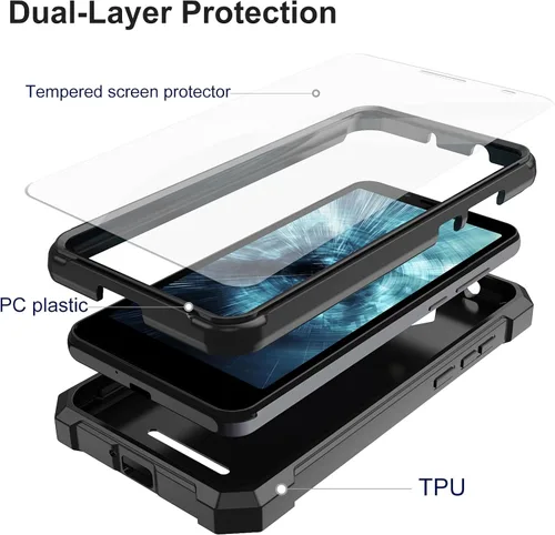 Vista 3 de Ailiber Funda para teléfono Volt SV55, Schok SV55 y protector de pantalla (SV55216), protección de estructura de doble capa, parachoques de TPU