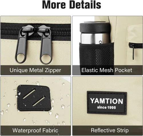 Vista 3 de YAMTION Mochila escolar, mochila clásica unisex para adolescentes con puerto USB para escuela secundaria, universidad, oficina, trabajo, viajes