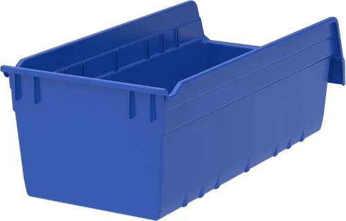Vista 3 de Akro-Mils 30088 ShelfMax - Caja de almacenamiento de plástico para anidar, 18 pulgadas de largo por 8 pulgadas de ancho por 6 pulgadas de alto, Azul