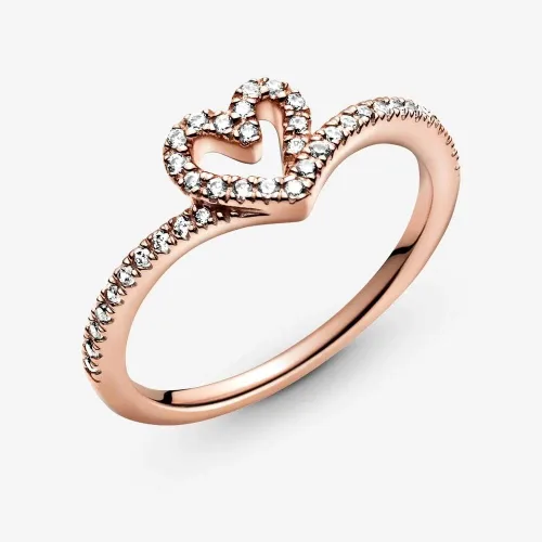 Vista 5 de PANDORA Jewelry - Anillo de corazón brillante para mujer chapado en oro rosa de 14 quilates con circonita cúbica talla 5 Metal precioso Zirconia