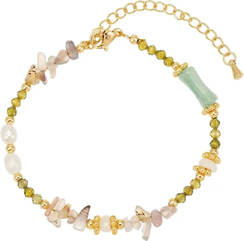 Vista 14 de SIXFOX Dainty Link Charm Bracelet For Women Trendy Pearl Beaded Bracelet With Natural Adjustable Statement Bracelet Jewelry Gifts for Bridesmaid