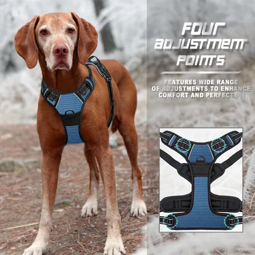 Vista 54 de BARKBAY - Arnés para perro sin tirones con clip frontal, material resistente y reflectante, asa de fácil control para pasear perros grandes