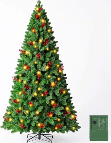 Vista 20 de Árbol de Navidad flocado de nieve preiluminado de 4.5 pies con Flocado-multi