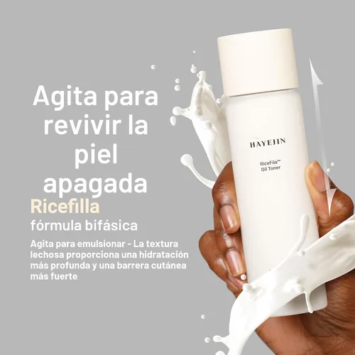 Vista 5 de HAYEJIN RiceFila - Tónico de leche para piel de vidrio, tóner facial hidratante de arroz coreano 2 en 1 con niacinamida, 8 ácidos hialurónicos y 6